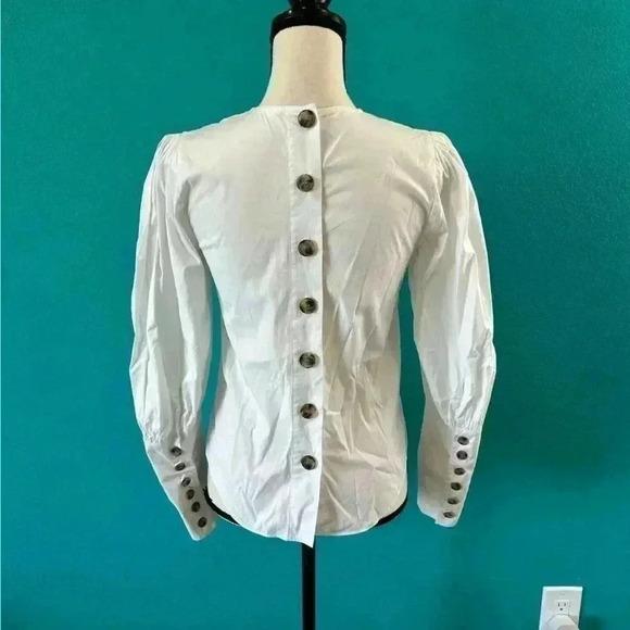 Veronica beard CLARKE BUTTON-BACK POPLIN TOP IN WHITE in size 0 - Picture 2 of 8